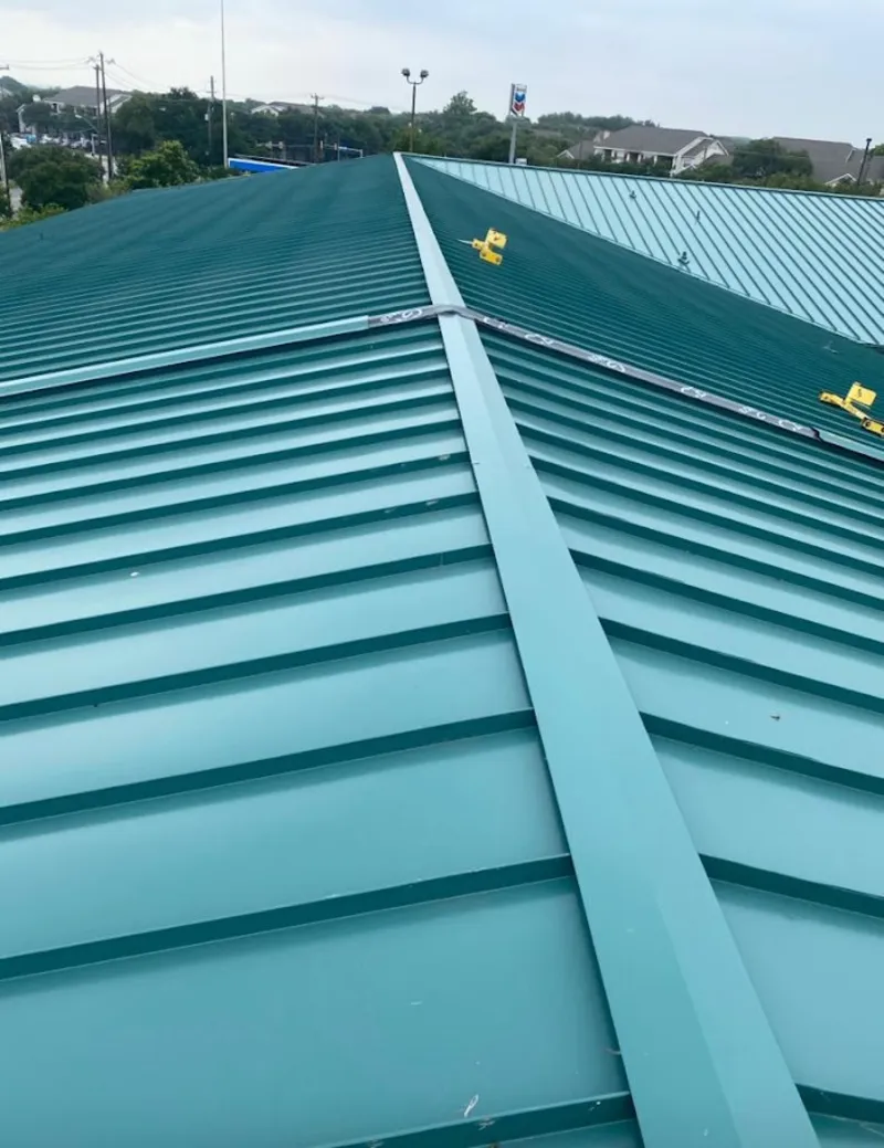 Green commercial metal roof ridge and valley for Metal Roof Repair in Media
